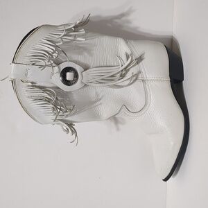 Oak tree farms leather white cowgirl boots size 6.5